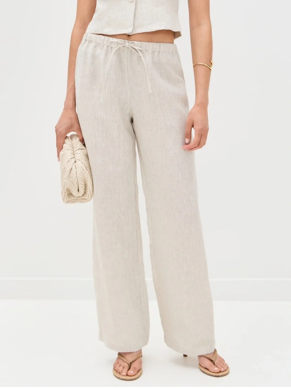 Reformation Olina Linen Pant in Oat size XS